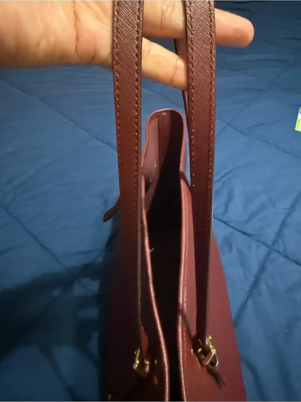 Michael Kors Burgundy Leather Tote with Signature MK Charm